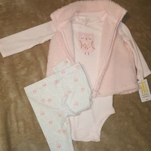 Carter's Baby Girl/Toddler Owl Outfit + Vest